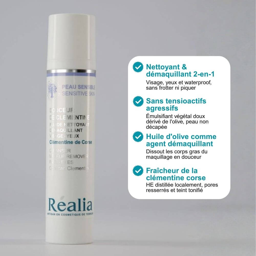 Lait nettoyant / démaquillant visage & yeux - Douceur de Clémentine
