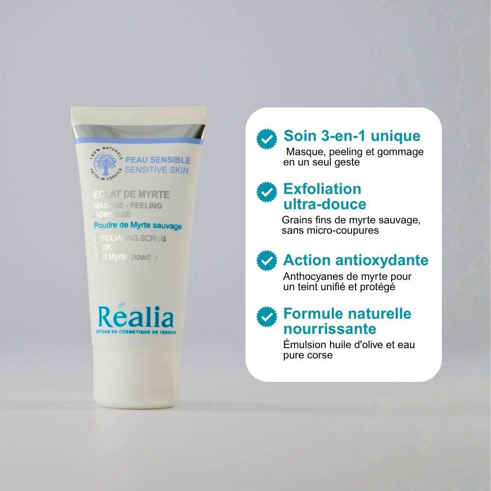 Masque Peeling Gommage visage - Éclat de Myrte