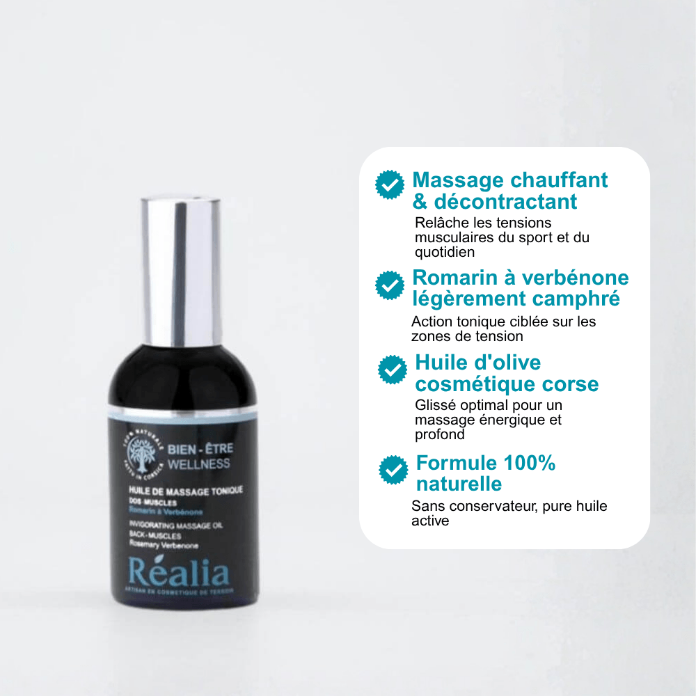 Huile de massage au Romarin à verbénone - Tonique