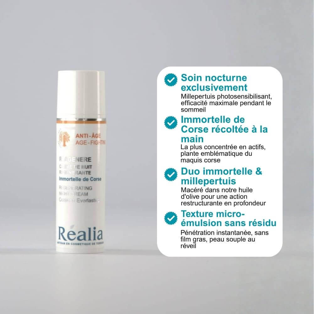 Crème de nuit régénérante à l’Immortelle de Corse - Reagenere