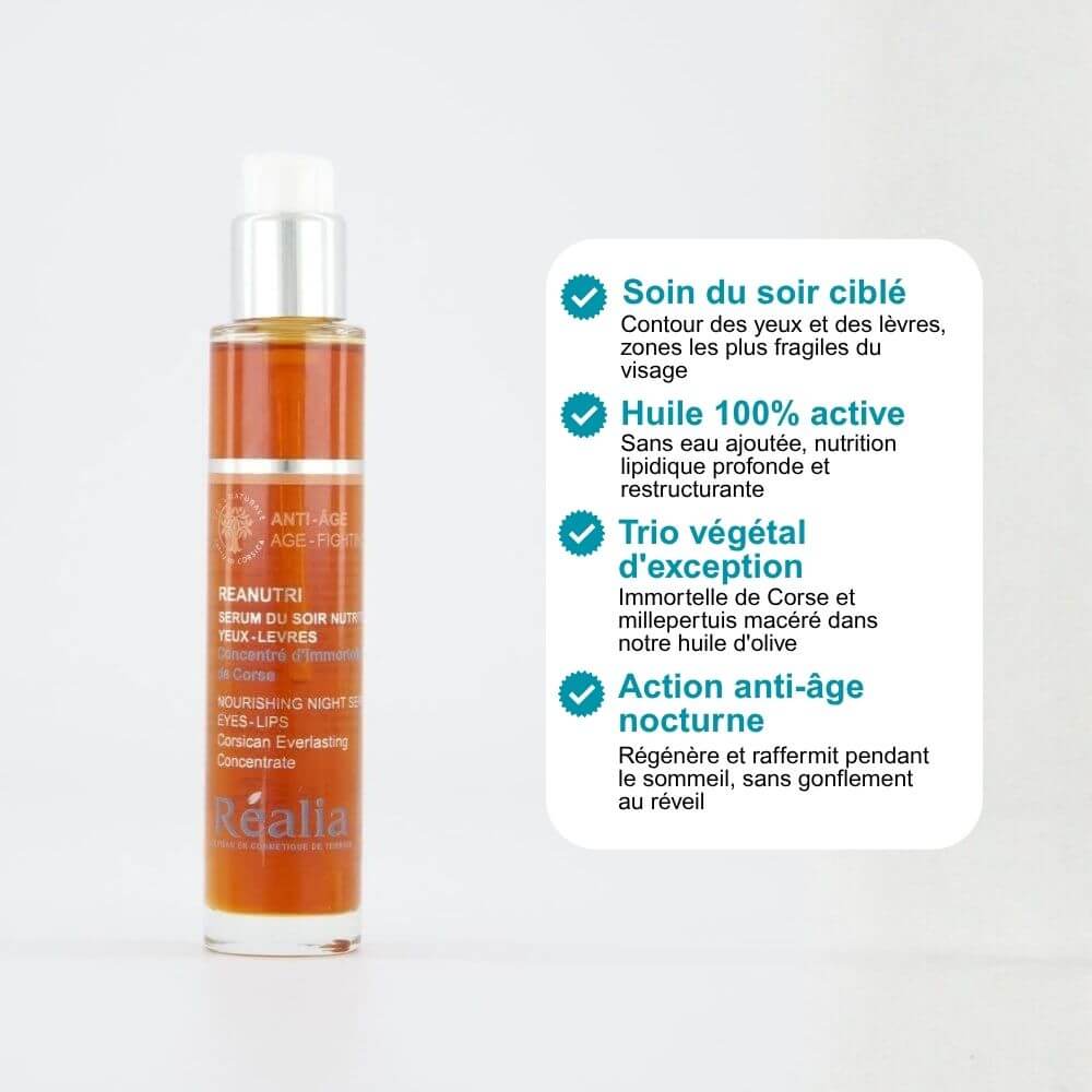 Sérum du soir nutritif yeux et lèvres à l’Immortelle - Reanutri